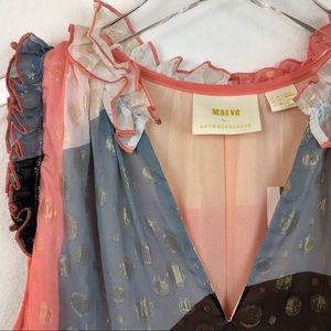 Sleeveless multicolored blush silk